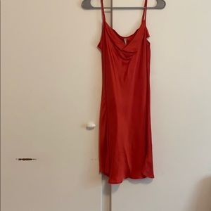 Red satin dress